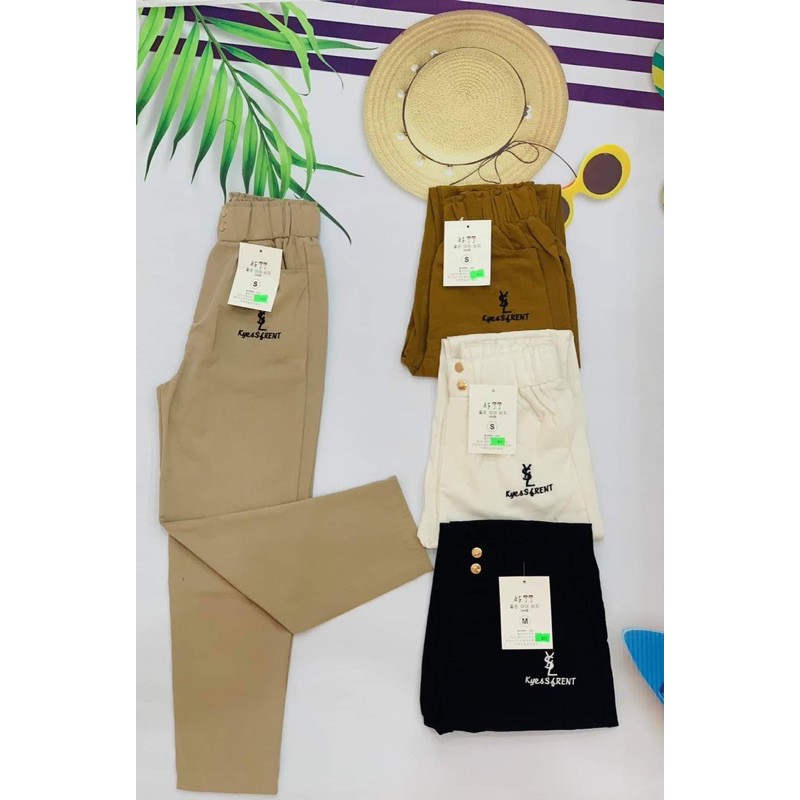 Quần Baggy Đũi Nữ 2 Khuy Thêu Chữ Mã Qd02