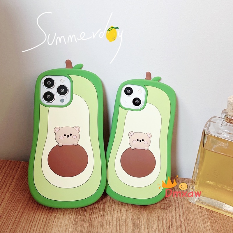 Ốp Điện Thoại Silicon Mềm Hình Gấu/Bơ Cho iPhone 13 Pro Max 12 11 Pro Max X XR XS Max 8 7 6 6s Plus SE 2020