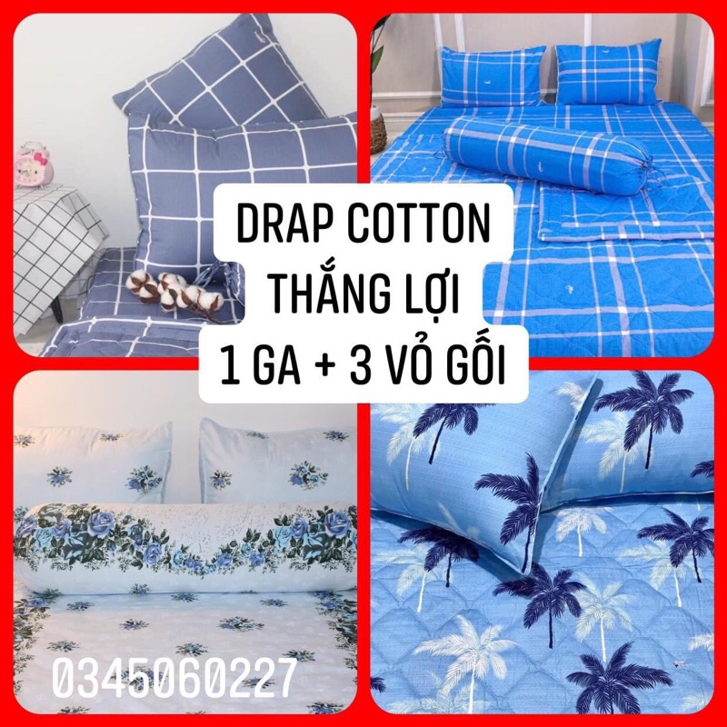 (ẢNH 1) Drap Thắng Lợi, ga trãi giường (nhiều mẫu) cotton chuẩn logo CTY (4 món)