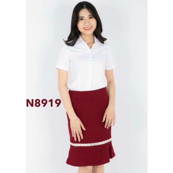 Áo Thái Hòa 2969 8919 vải sợi tre màu trắng trơn co giãn