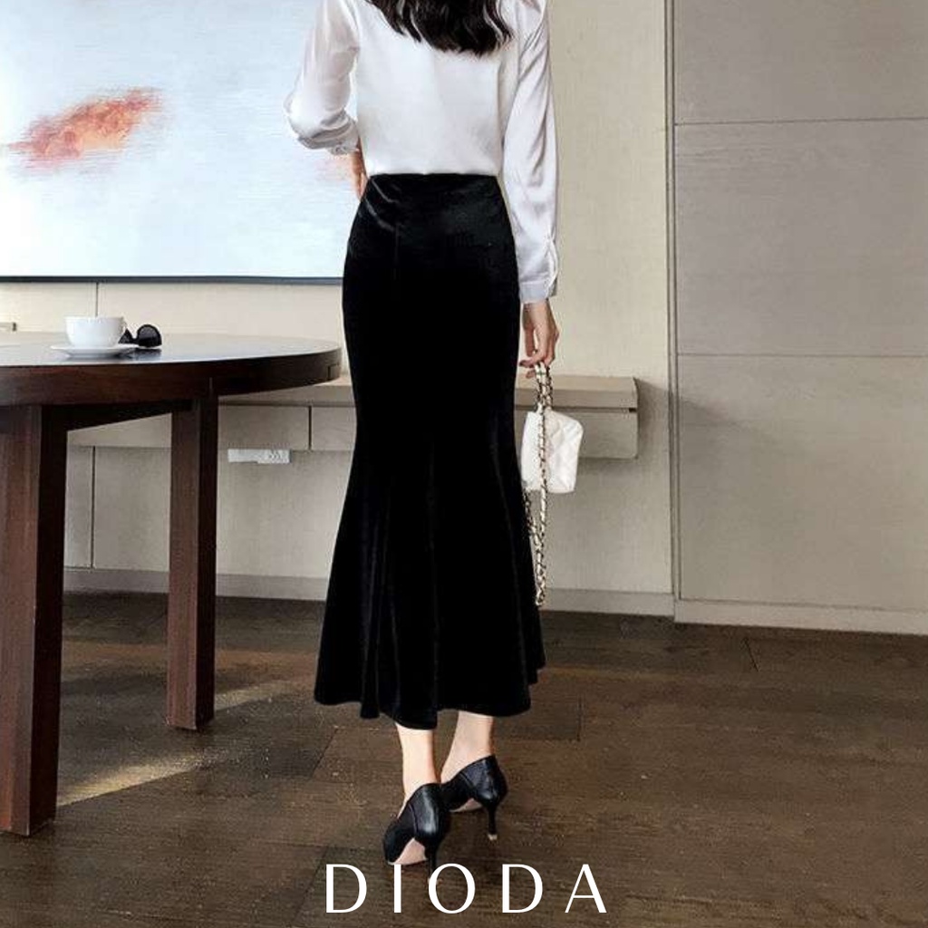 [NHUNG MỊN] Chân Váy Body Đuôi Cá Nhung - Dioda - Có Xẻ Gối, Cạp Chun, Khóa Sườn