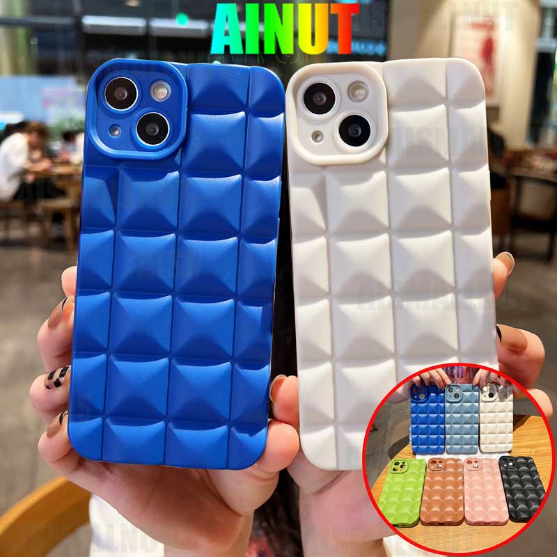 Ốp Điện Thoại Họa Tiết Lưới Hình Thoi Cho IPhone 14 13 11 12 Pro Max X XR 7plus Đen