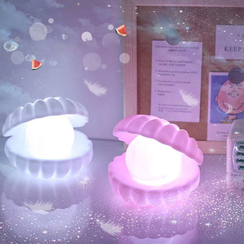 Đèn ngủ LED để bàn thiết kế hình vỏ sò ngọc trai sáng tạo độc đáo
