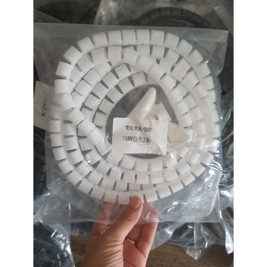 Ống Xoắn Quấn Gọn Dây Điện - Dài 2 mét Tặng kèm kẹp luồn ống