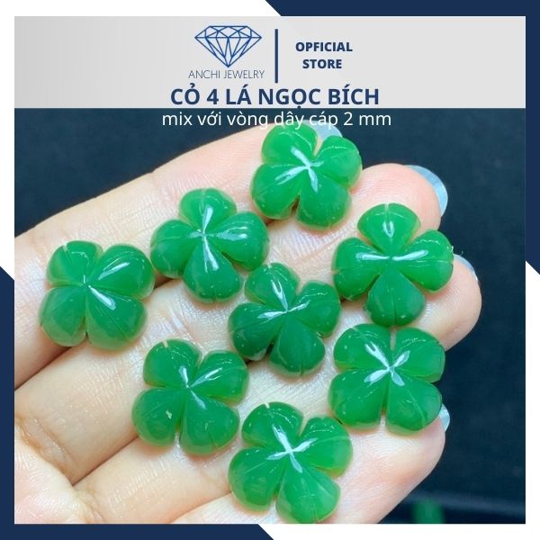 Cỏ 4 lá đá ngọc sơn thủy Anchi jewelry