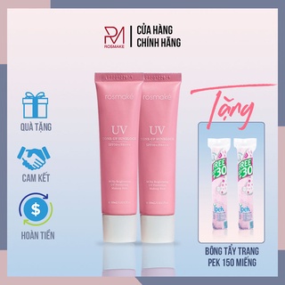 COMBO 2 Kem Chống Nắng Rosmake nâng tông, kháng nước, chỉ số SPF 50+/ PA +++ tặng bông tẩy trang IPEK 150 miếng 2RK01,TT