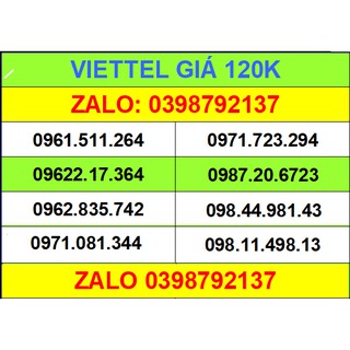 Sim viettel 4g đầu 09 đồng giá 120k -160k