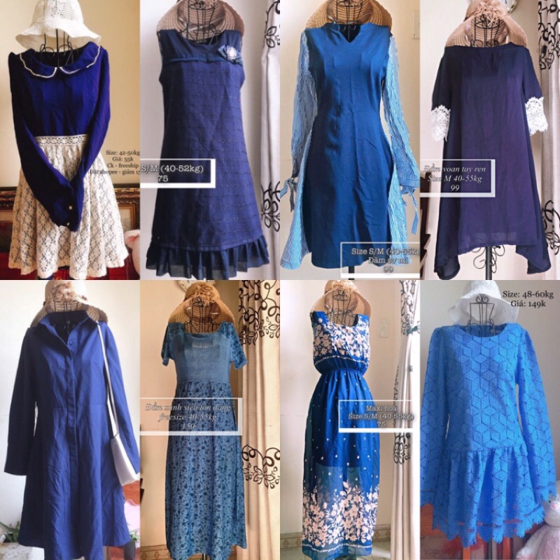 Bộ sưu tầm váy đầm xanh dương da trời blue siêu cưng