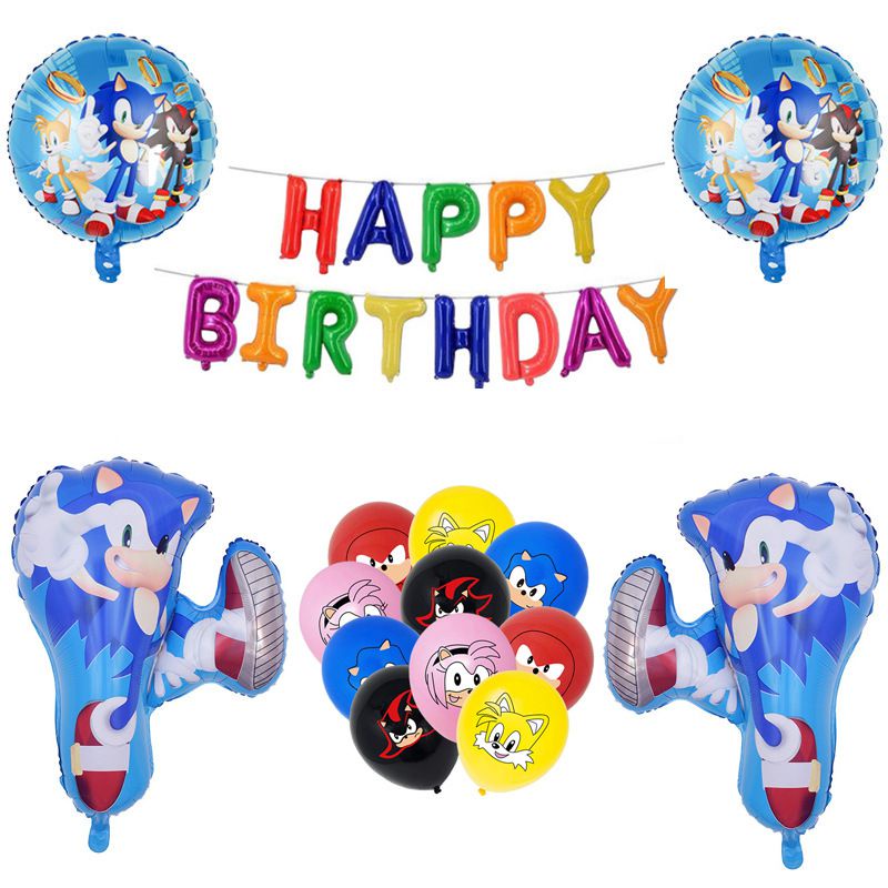 Sonic Film Balloons Banner The Hedgehog Happy Birthday Party Decoration Decors kid gift