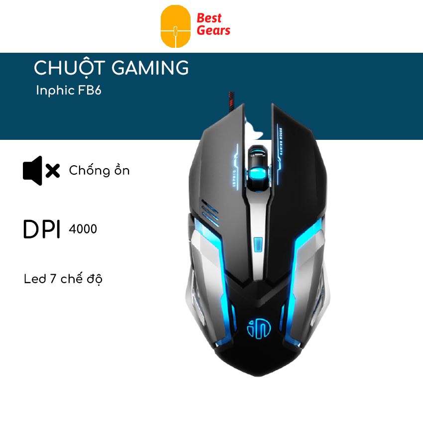 Chuột gaming 20s DREAM FB6 - Chuột máy tính có dây chống ồn 4000 dpi LED 7 chế độ