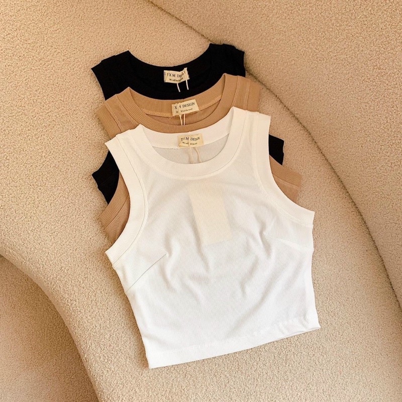 Áo Thun Croptop Sát Nách Nhíp Bo Ngực Viền alohashop91