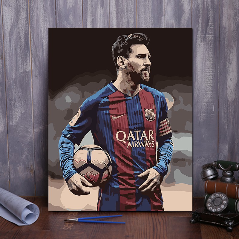 Tranh tự tô màu DIY sơn dầu số hóa NV0803 Messi Cầu thủ bóng đá