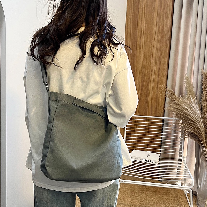 Túi Xách Canvas Màu Trơn Đa Năng Thời Trang 2022 Cho Nữ