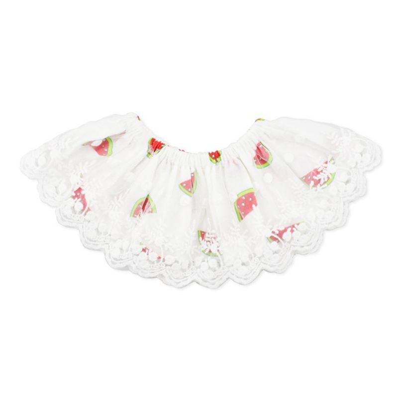 Yếm cotton ren hoa dạng tròn cho bé ăn