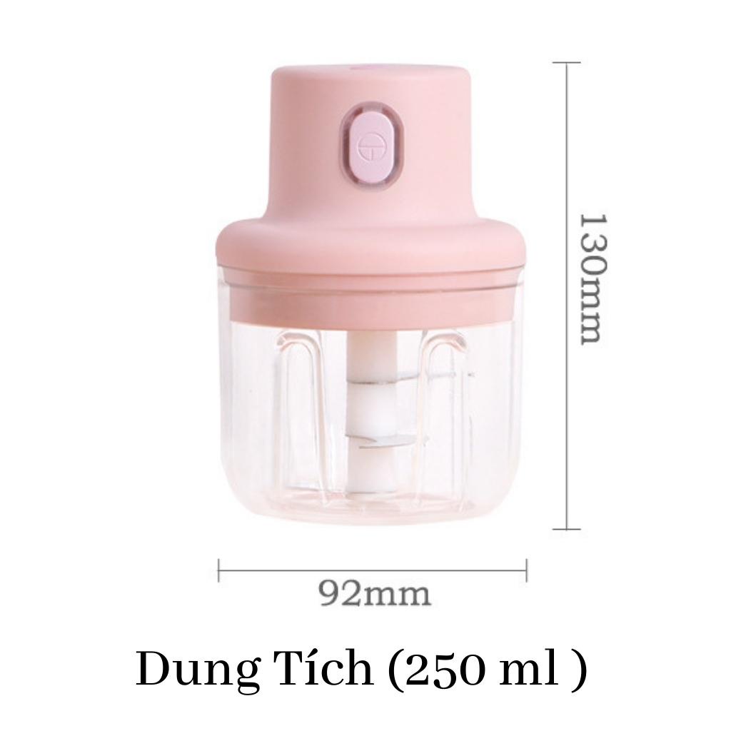 Máy xay Mini cầm tay đa năng cao cấp dung tích 250ML sạc điện lưỡi bằng thép không gỉ, Máy xay tỏi ớt mini cổng sạc USB