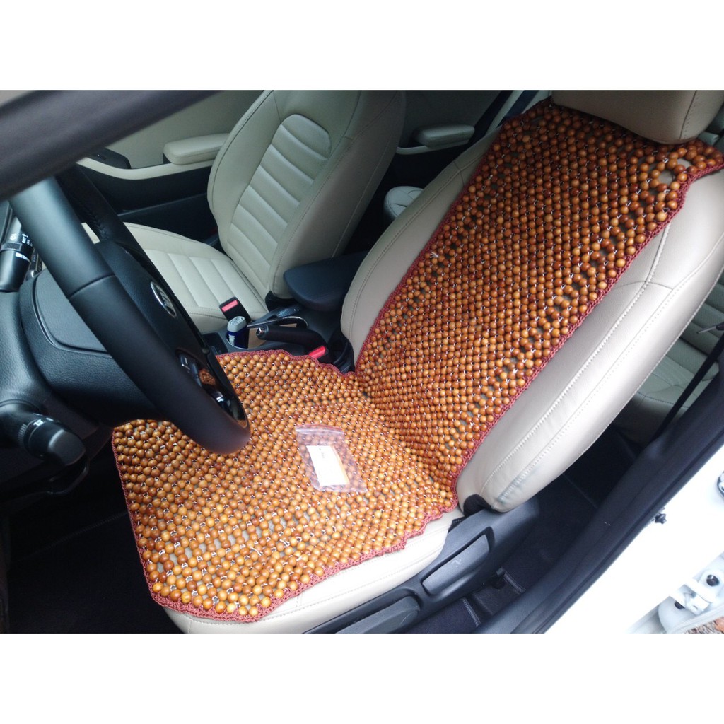 Lót ghế ô tô hạt gỗ pơ mu có đan viền chắc chắn, mùi thơm dễ chịu cho xe, Hàng Cao cấp