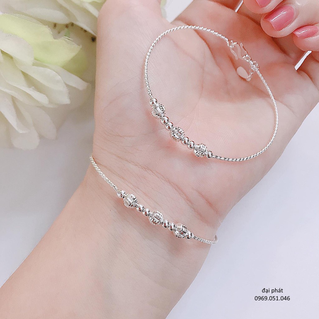lắc tay nữ mix hạt bi sang chảnh , lắc xinh đeo ôm tay - bạc chuẩn 100%