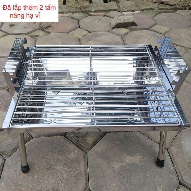 Bếp nướng than hoa nâng hạ vỉ cỡ nhỏ, Inox bền đẹp và an toàn