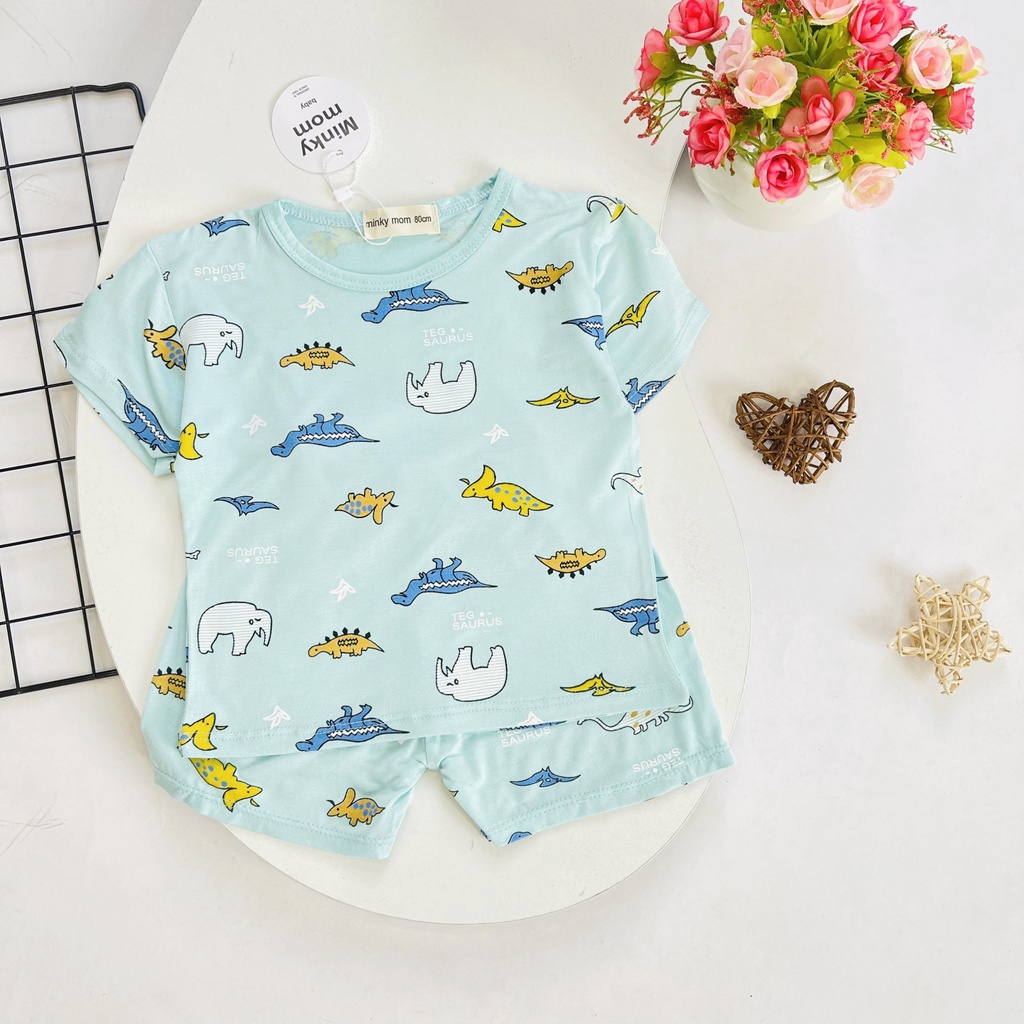 Đồ bộ cho bé cộc tay ngắn tay hình gấu MINKY MOM [Siêu cưng] Bộ ngắn cộc tay thun lạnh quần áo trẻ em