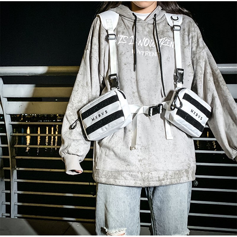 Túi LEACAT đeo trước ngực 2 bên phong cách hip hop cho nam nữ