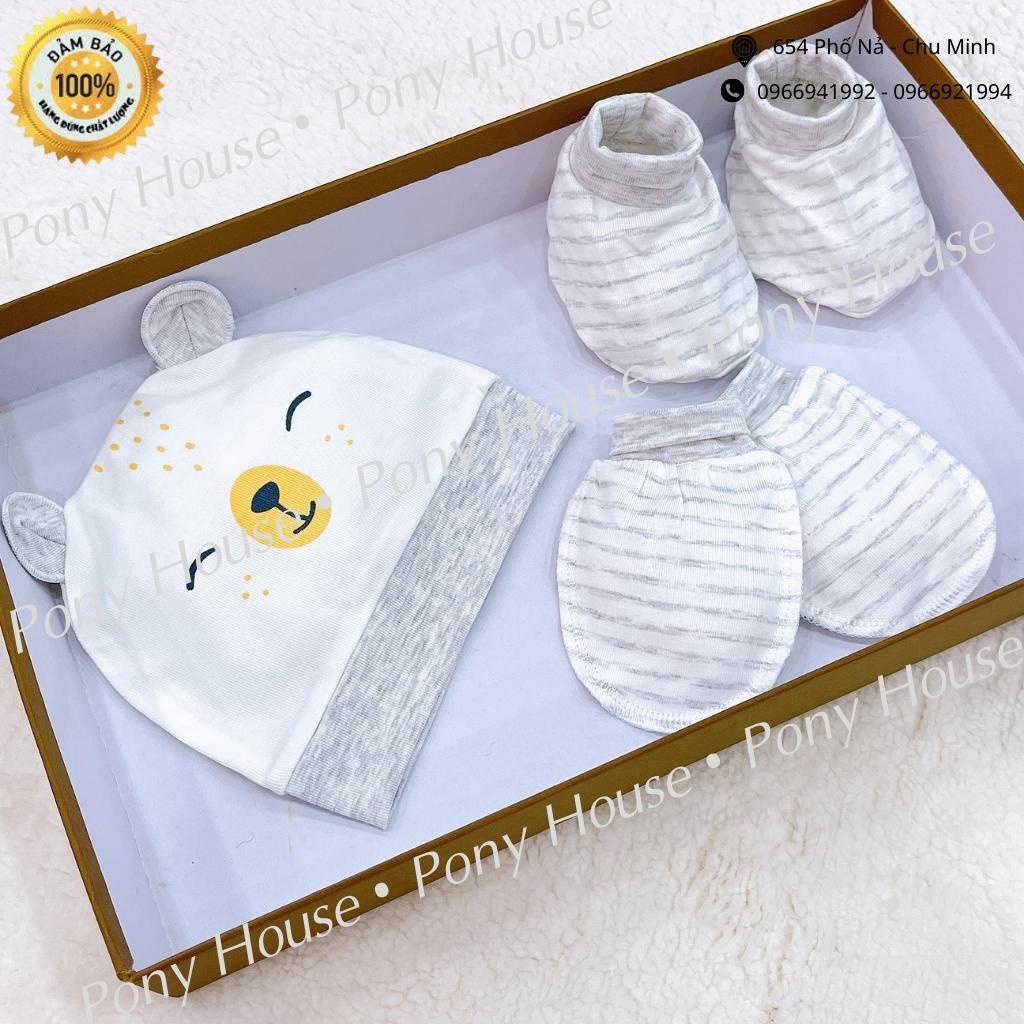 Set Bao Tay, Bao Chân, Mũ Moon Petit - Phụ Kiện Mũ, Bao Tay Bao Chân Cho Bé Trai Bé Gái Sơ Sinh Chất Petit  Siêu Mềm Mịn