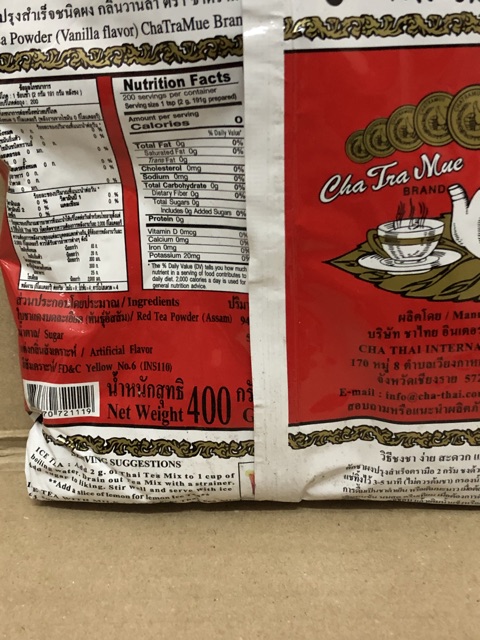 |Gói Trà Thái|Trà Đỏ Thai Tea Mix ChaTraMue Brand 400g