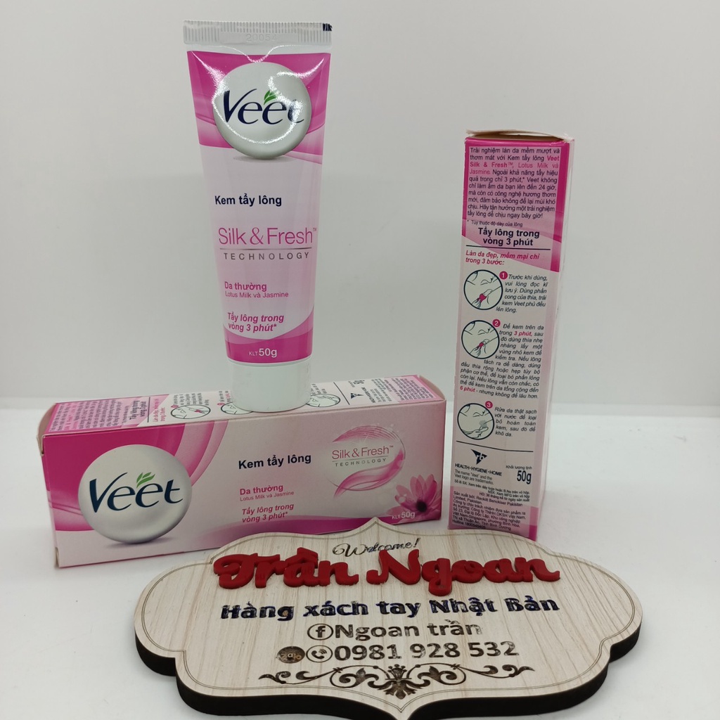 Kem tẩy lông Veet Silk &amp; fresh cho da thường tuýp 50g