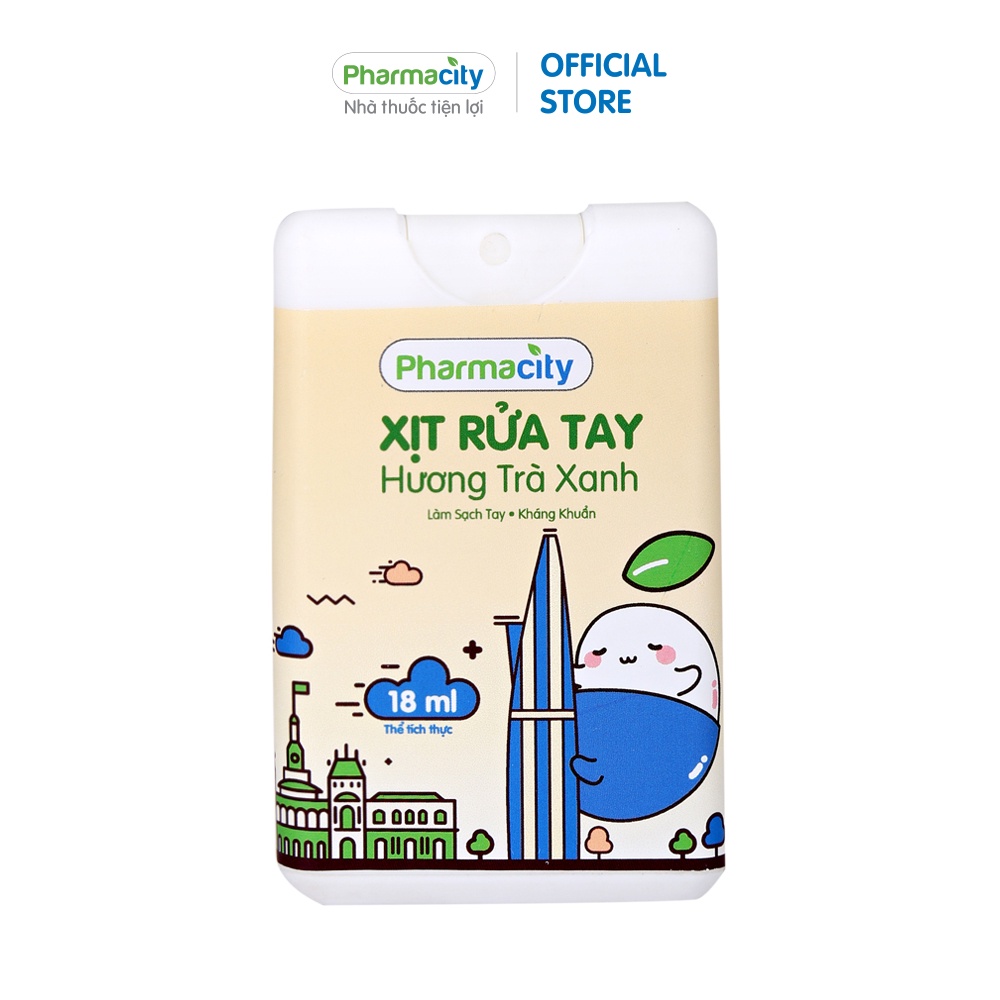 Xịt rửa tay hương trà xanh Pharmcity 18ml