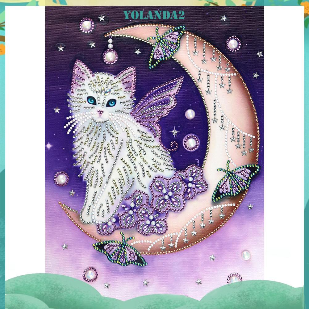 Bộ Tranh Đính Đá 5d Tự Làm Hình Chú Mèo Đáng Yêu