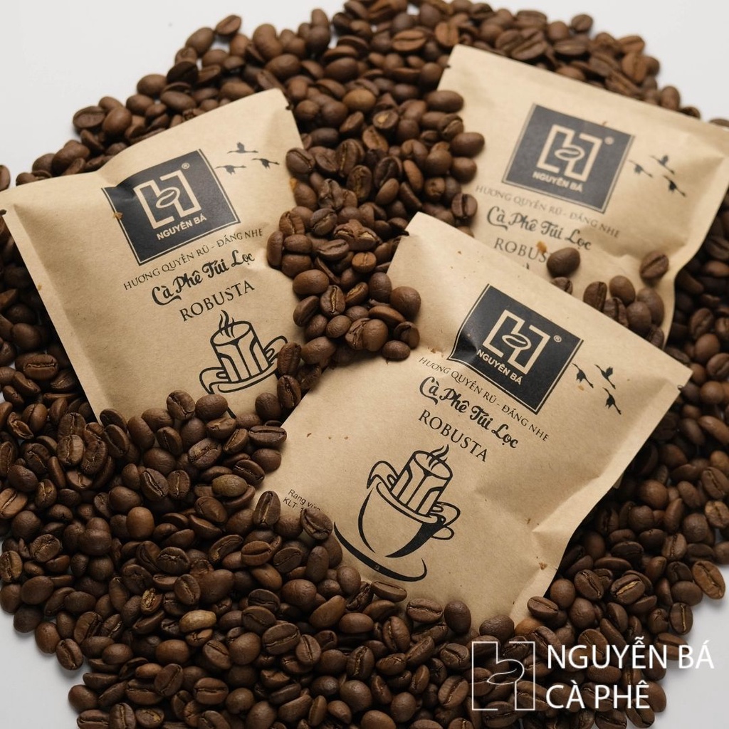 Cà phê phin giấy rang mộc nguyên chất 100% dạng túi 15 gram - Nguyễn Bá Coffee