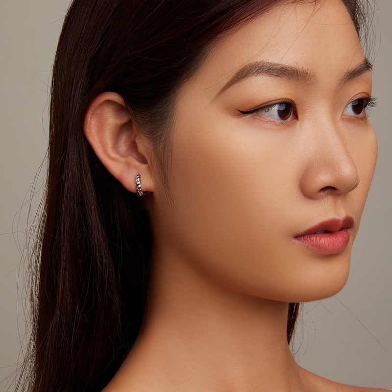 BAMOER Bông Tai Bạc 925 DạNg XoắN ThờI Trang