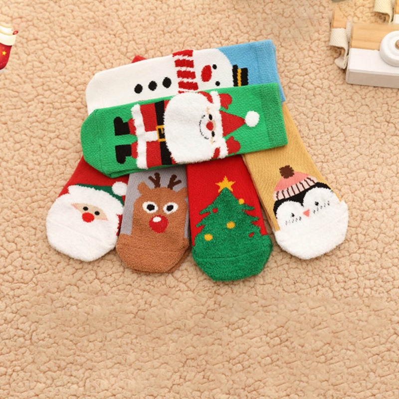 Set 6 Đôi Tất Họa Tiết Giáng Sinh Dễ Thương Cho Bé