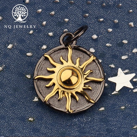Charm bạc tròn hình mặt trời, mặt trăng treo - NQ Jewelry