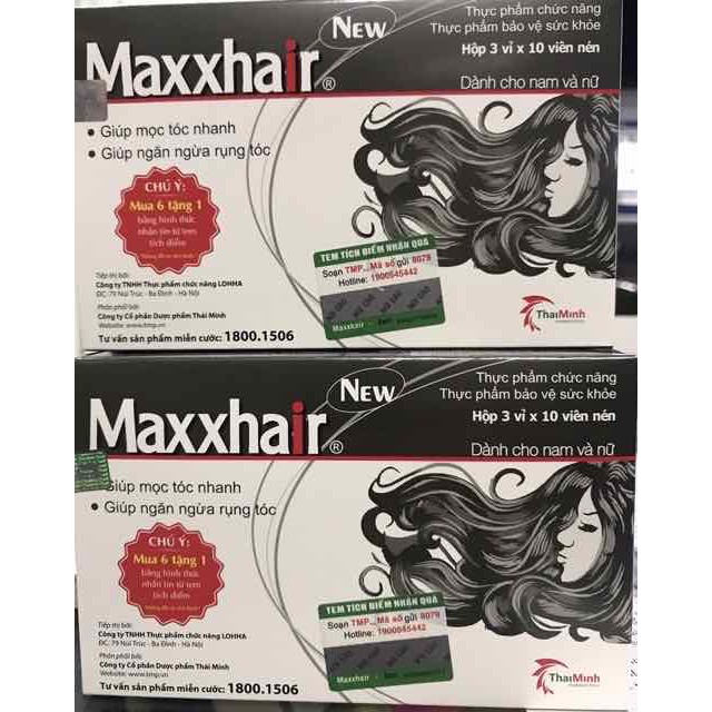 MAXXHAIR ngăn rụng tóc,kích thích tóc mọc nhanh. (6 tặng 1)