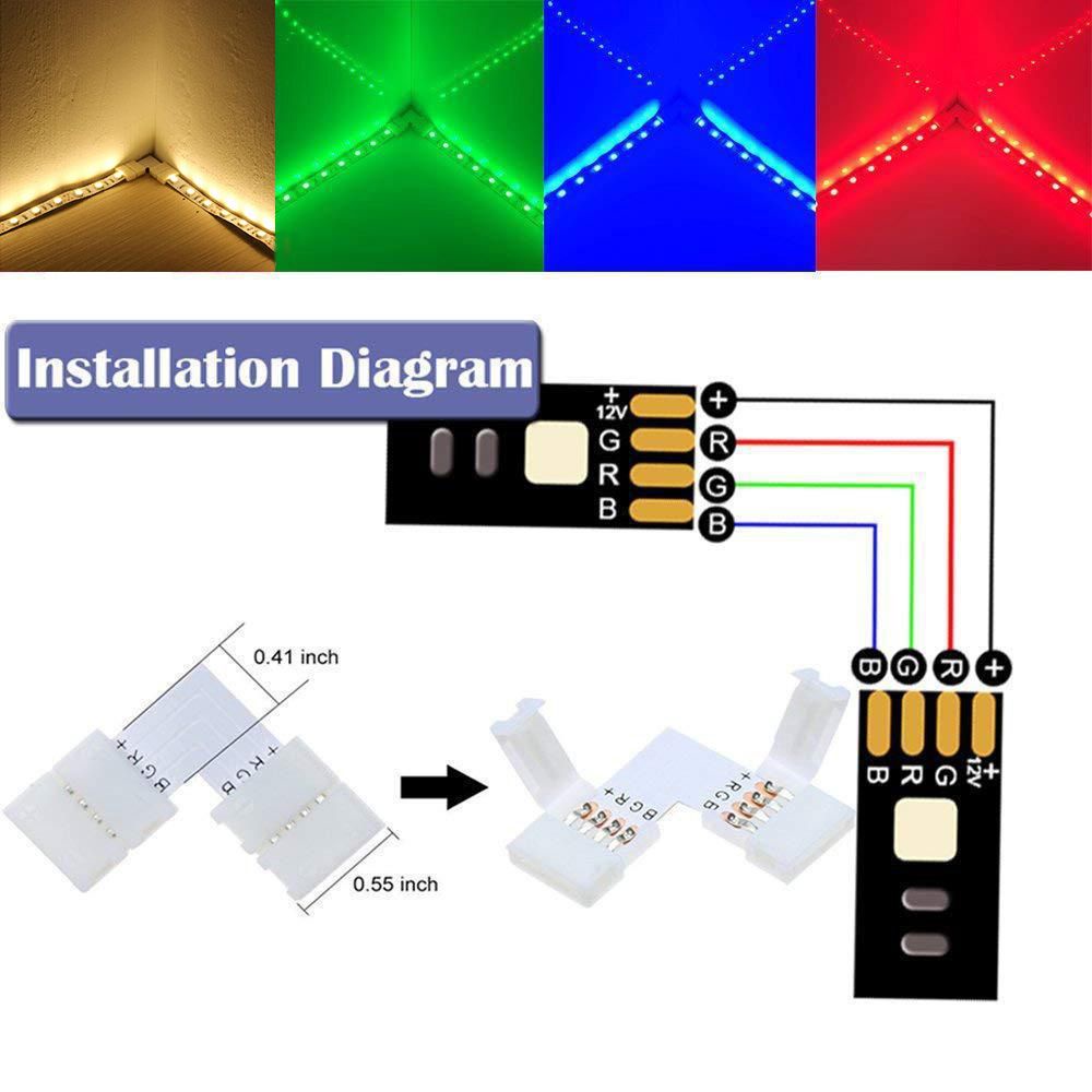 Set 10 dây đèn LED chữ L 4Pin RGB 5050 nhiều màu sắc