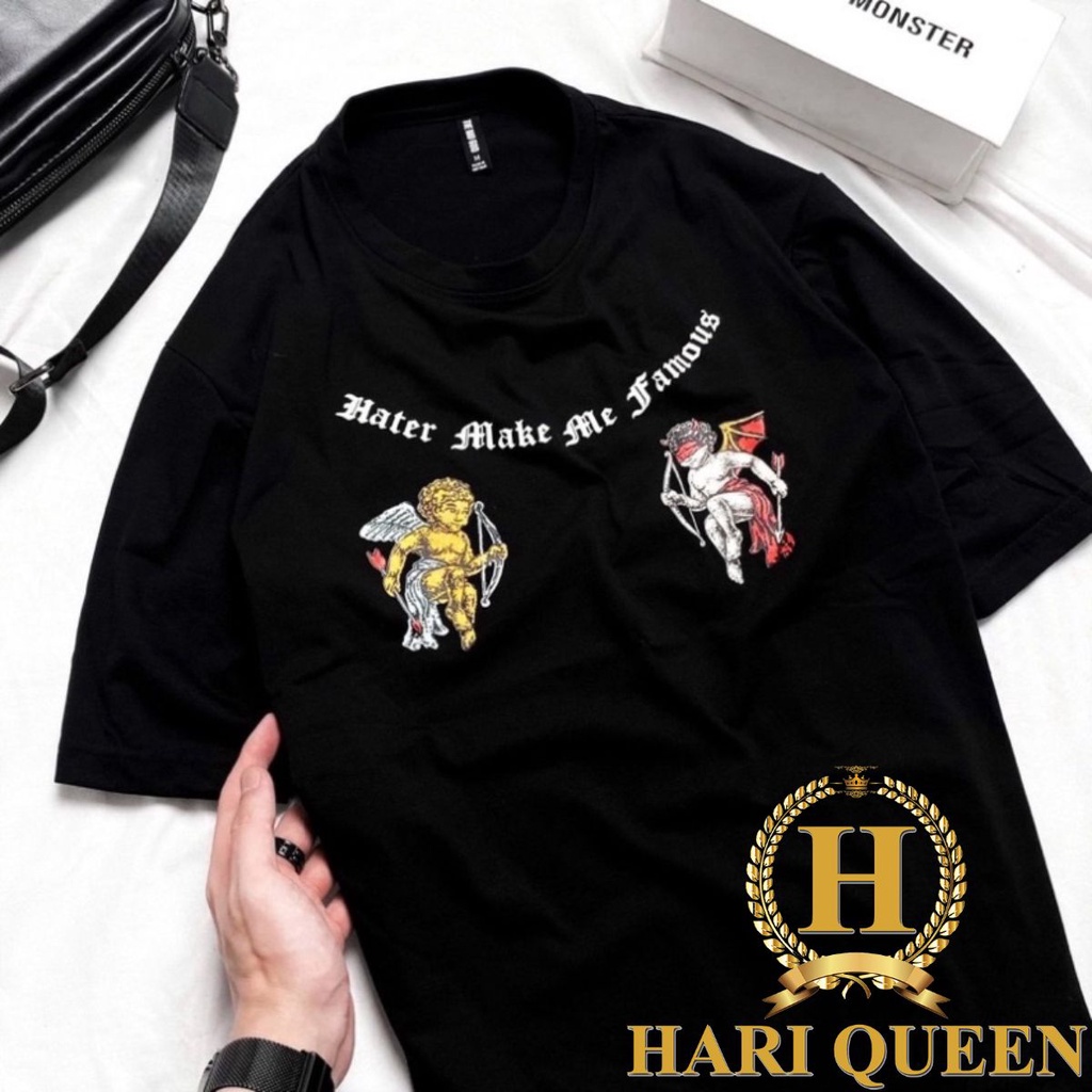Áo thun Unisex nam nữ Bater 2 Thiên Thần form rộng đẹp tay lỡ kiểu hàn quốc vải cotton HARI in hoạ tiết