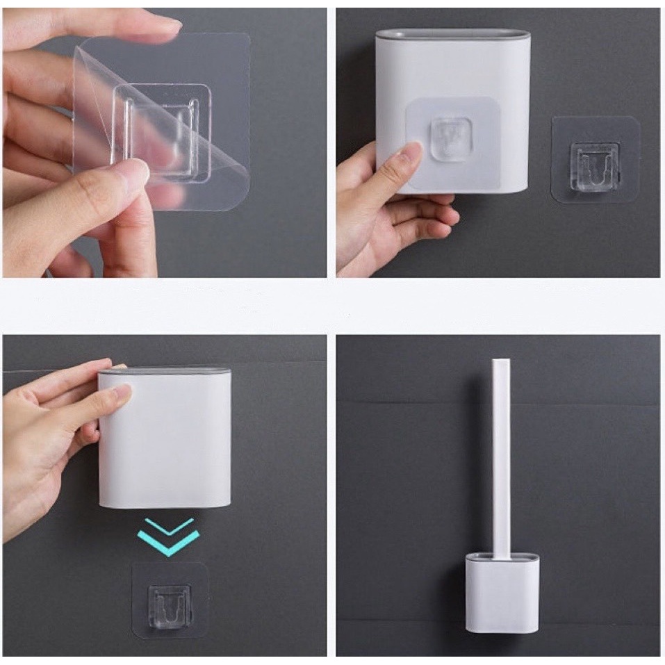 Chổi Cọ Nhà Vệ Sinh, Cây Cọ Toilet Bồn Cầu Bằng SiliCon Có Giá Đựng Dán Tường siêu sạch [CWC02]