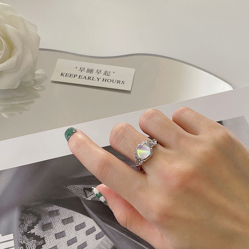 Nhẫn Hở Đính Đá Mặt Trăng Thời Trang Đường Phố Cá Tính Có Thể Điều