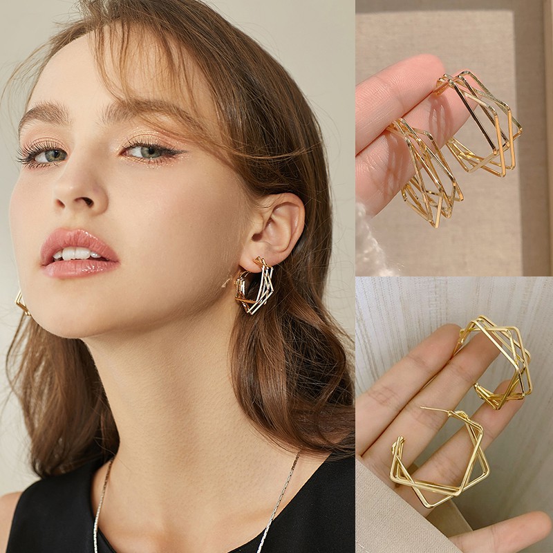 Bông Tai Nữ Chốt Bạc 925 Kiểu Dáng Độc Đáo Sành Điệu