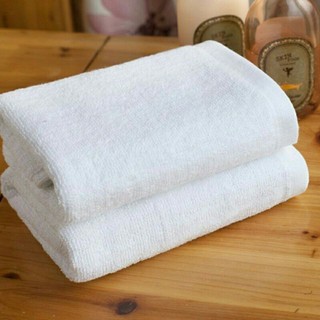 Khăn tắm màu trắng 65x130cm - 380gam cho khách sạn, nhà nghỉ, homestay, thấm nước tốt, không xù lông