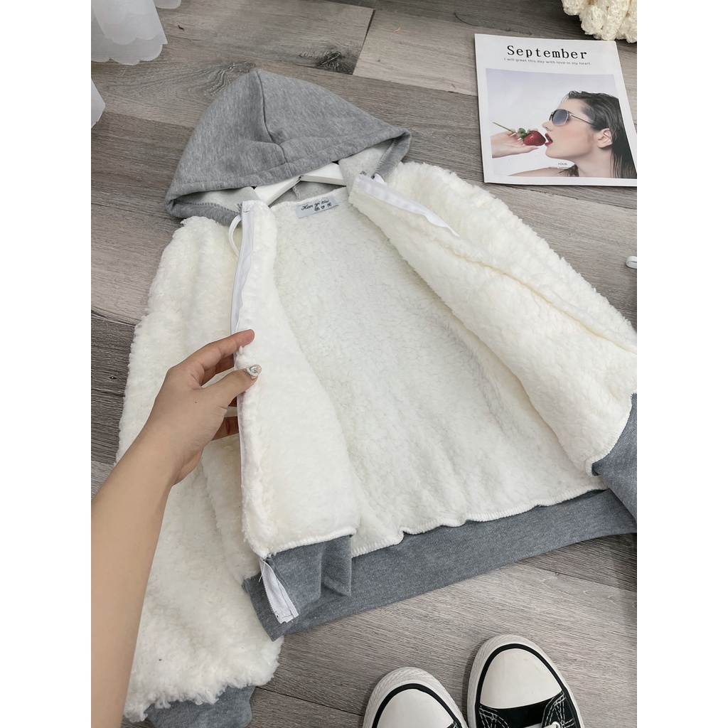 Set áo lông mũ mix quần boom thụng