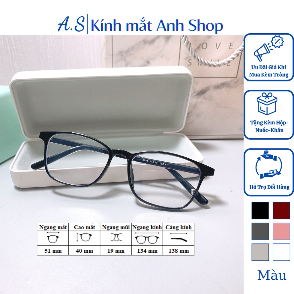 Kính vuông thời trang chất liệu nhựa lõi kim loại chắc chắn phù hợp bạn nào mặt nhỏ 8245