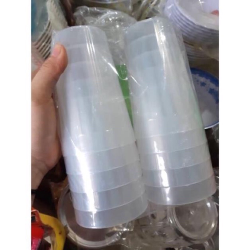 Cốc nhựa trắng sọc uống nước uống bia uống nước mía loại đẹp