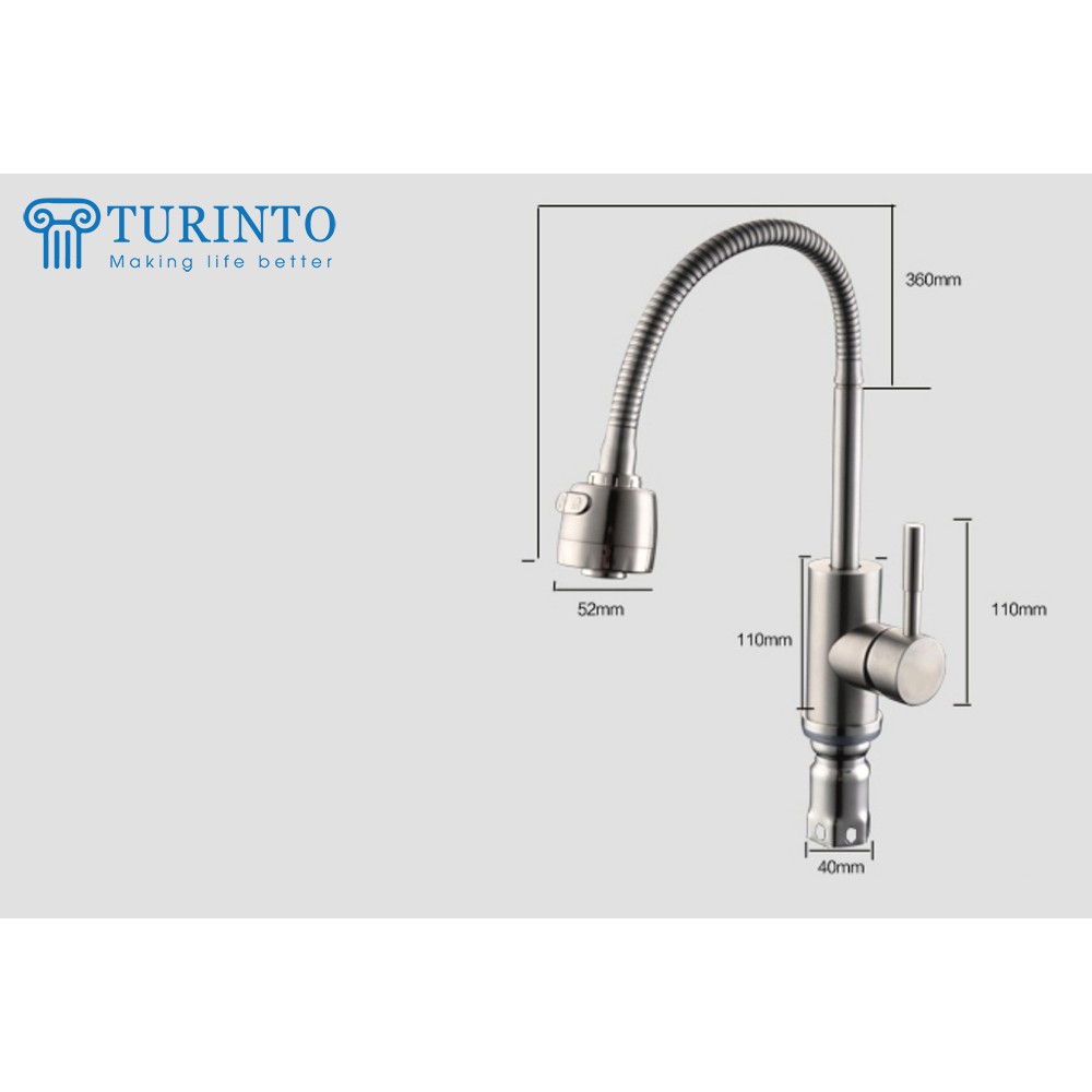 Vòi rửa bát nóng lạnh cắm chậu cần mềm SUS 304 BVN 807 ( Tặng kèm 1 đôi dây cấp inox 304 )