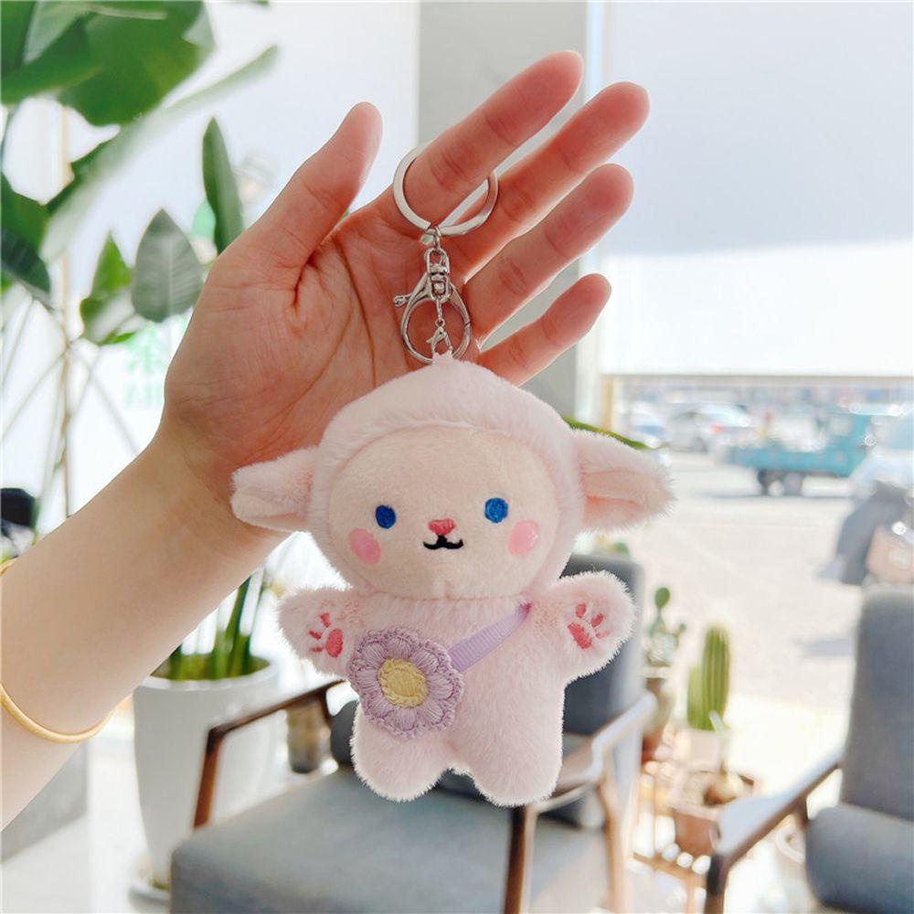 Móc Khóa Hình Cừu Nhồi Bông Mềm Mại Đáng Yêu