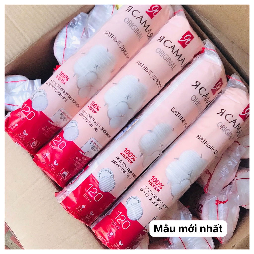 Bông tẩy trang Nga Cotton Club Túi 120 chiếc, Bông Tẩy Trang Nga 100% Cotton