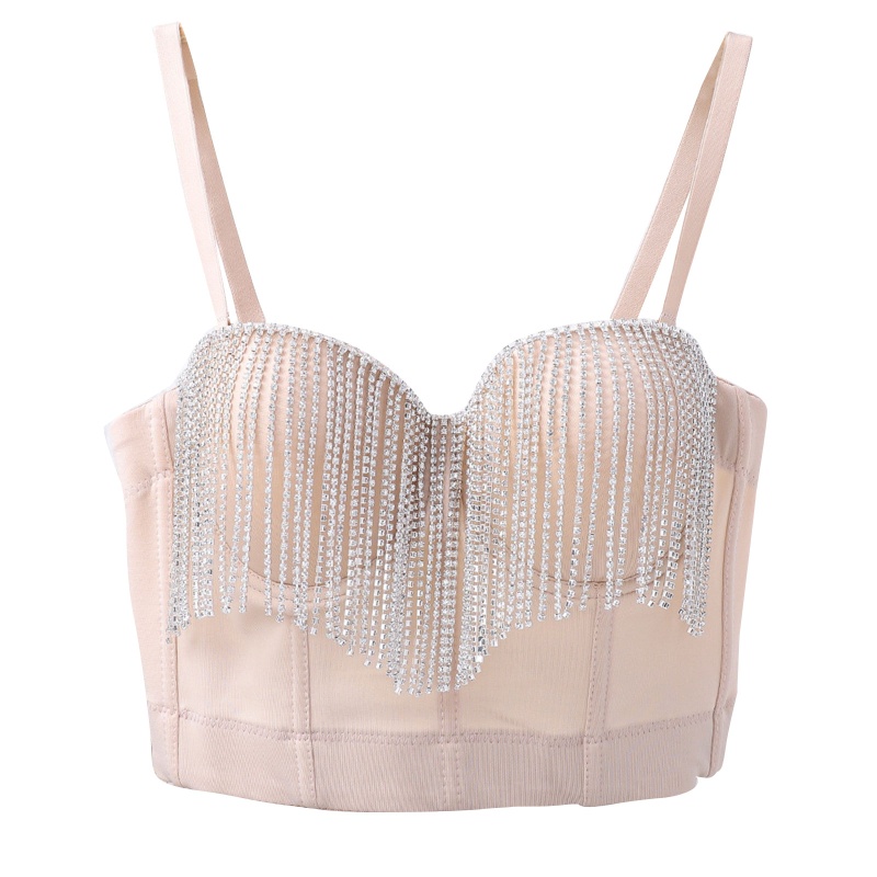 Brroa Áo Nịt Ngực Dạng Yếm Nâng Ngực Đính Đá Phối Tua Rua Phong Cách Gothic Steampunk Cho Nữ