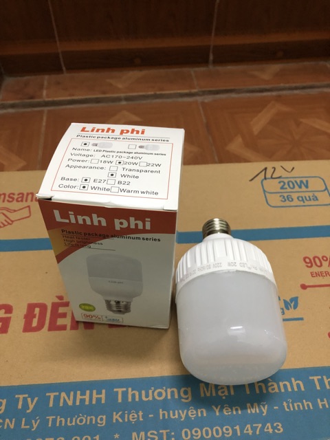 BỘ 4 BÓNG ĐÈN LED LINH PHI- 20W- ĐUI XOÁY E27.