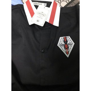 áO Sơ Mi Nam ĐEN logo con ong chất lụa