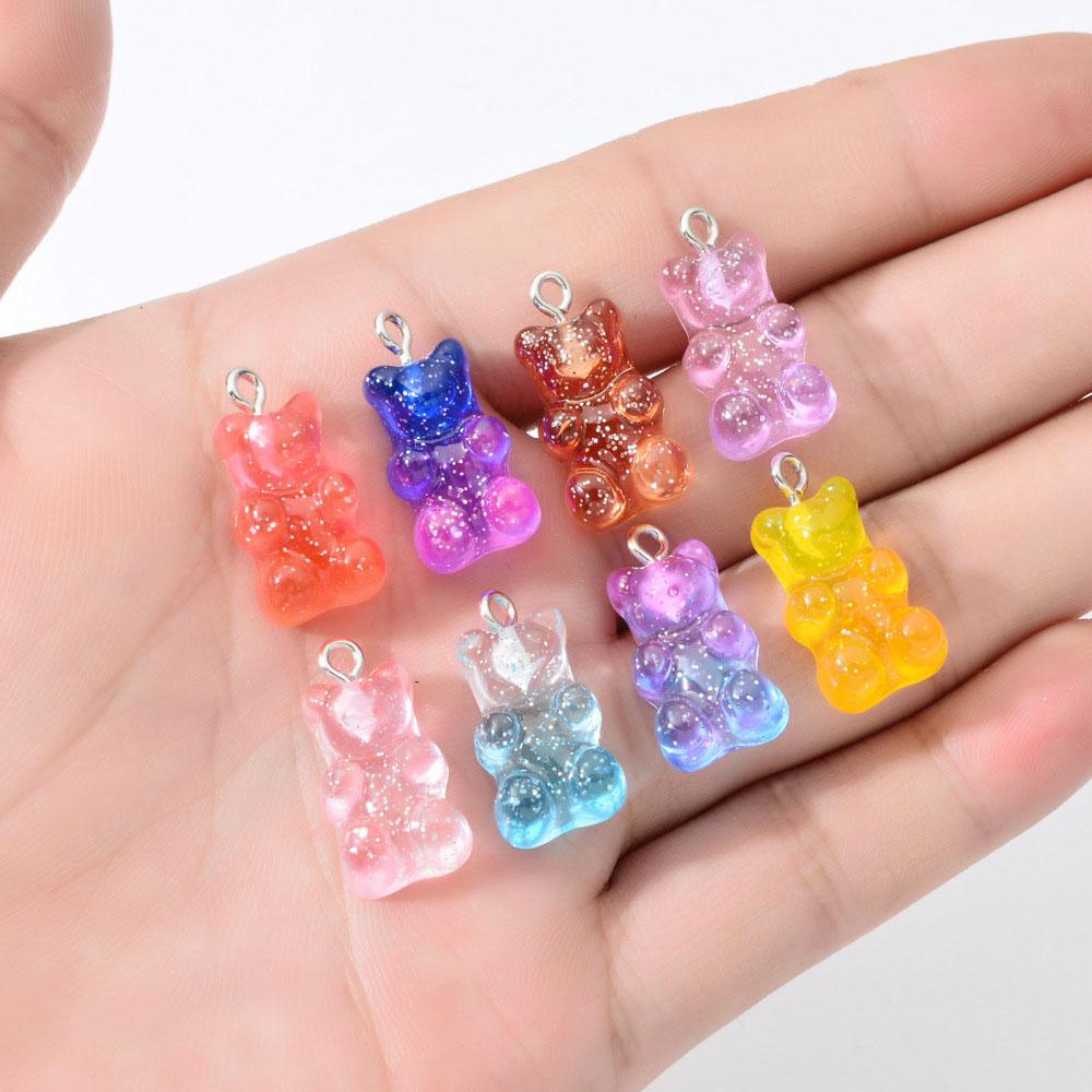 Bộ 10 Phụ Kiện Làm Trang Sức Hình Gấu Gummy 23 * 11mm